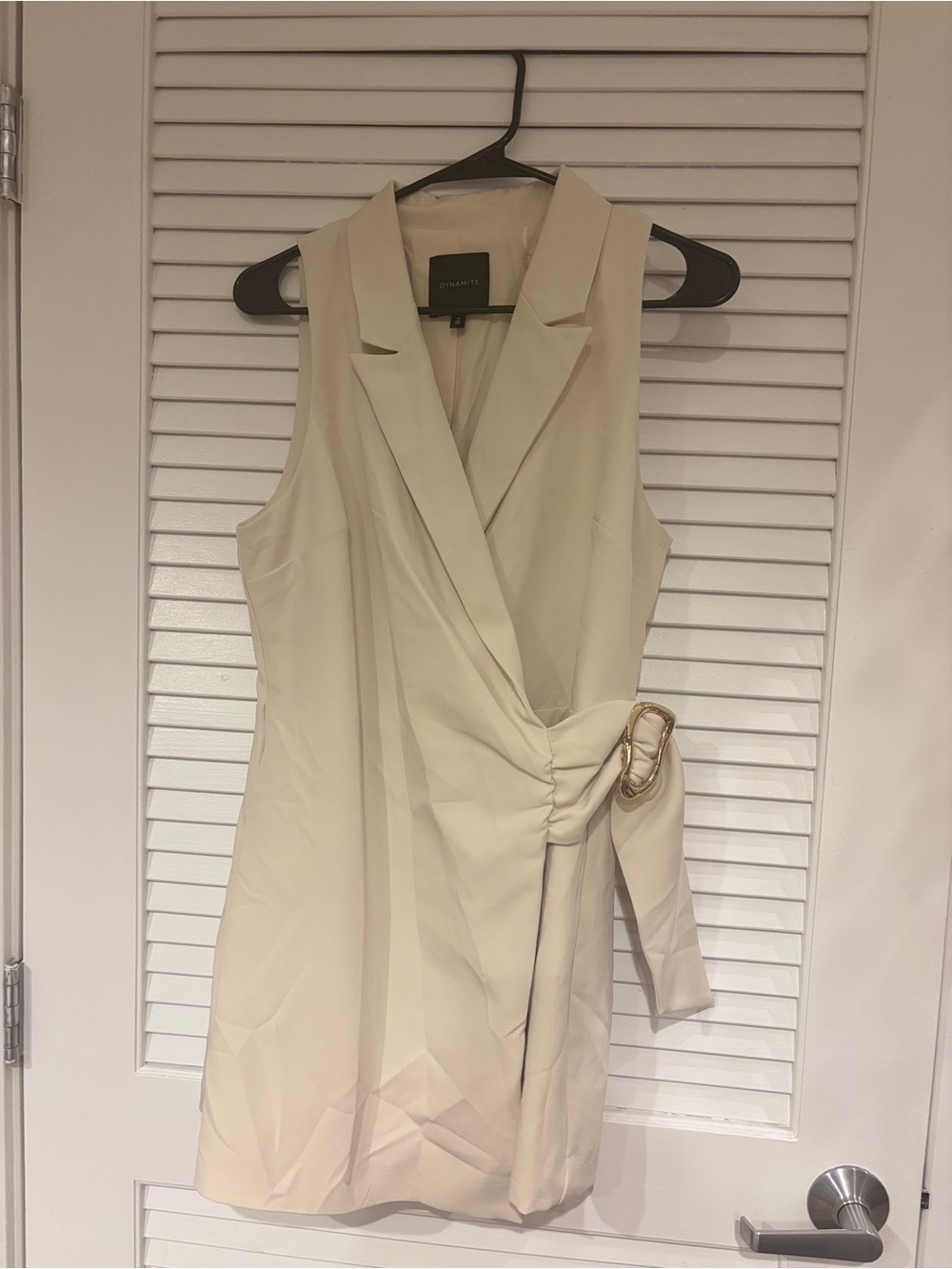 Dynamite Cream Sleeveless Wrap Dress with Buckle Detail